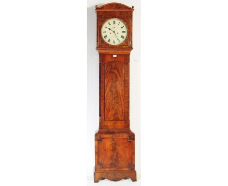 A Victorian 19th century Welsh mahogany longcase clock with&nbsp; arched painted dial inscribed Meredith, Merthyr . Dial with