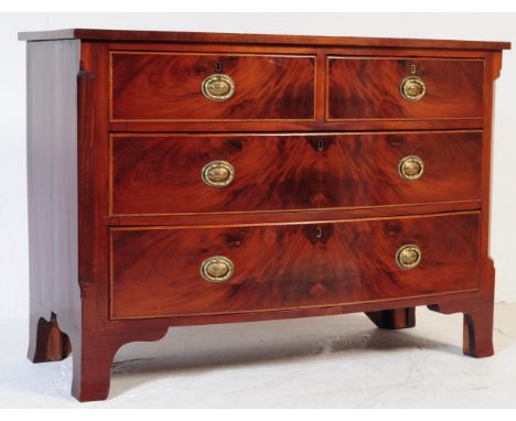 An early 19th century George III mahogany chest of drawers. Raised on bracket feet with&nbsp; short and deep drawer configura