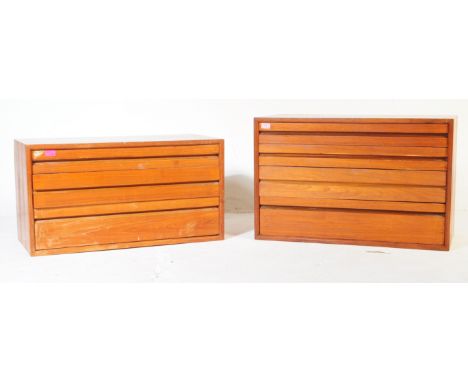 Two original vintage 1970s high end British Design Danish Scandinavian influence teak wood chest of drawers / low storage uni