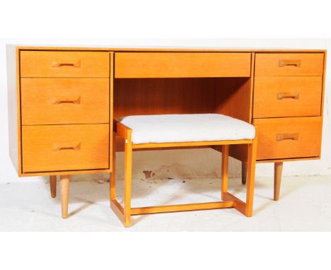 Stag Furniture - Concord Range - Mid 20th century oak dressing table. Of rectangular form with triptych mirror back, single d