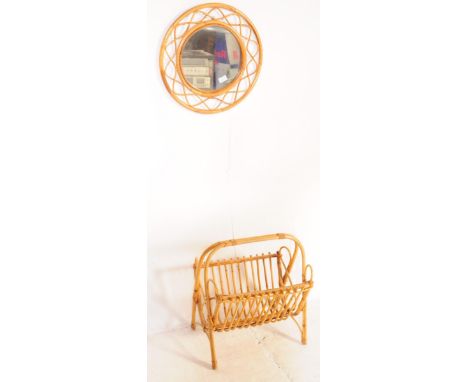 Italian Modern Design - A vintage mid 20th century Italian style bamboo and cane worked magazine rack.&nbsp; Together with a 