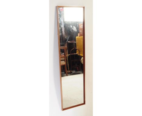 British Modern Design - A mid century teak and flash worked gilt metal rectangular wall mirror. Central mirror within the fra