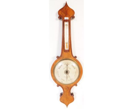 E. Zuccani - A 19th century Victorian mahogany cased banjo barometer manufactured by E. Zuccani. The barometer having pointed