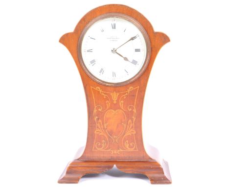 Mappin &amp; Webb - An Edwardian Mappin &amp; Webb mahogany inlaid mantel clock with marquetry inlaid details, white dial mar