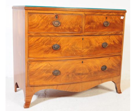 A 19th century George III mahogany bow front chest of drawers. Raised on bracket feet with short and deep drawer configuratio