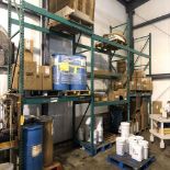 Green Pallet Racking, 16 Upbeams (Lot is just pallet racking! It includes NO Contents)