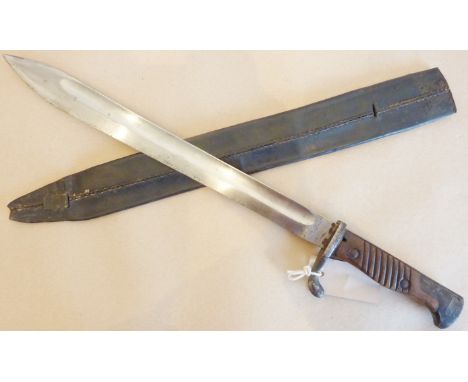 An Imperial German, World War I era,  New Pattern 98/05 'butcher blade' bayonet; the 37cm blade in good condition with manufa