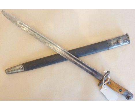 A British 1907 Pattern bayonet and scabbard manufactured by Lithgow and dated 1921