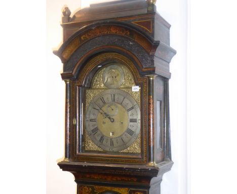 A large 18th century eight-day broken-arch dial longcase clock; the broken arch with silvered ring signed Samuel Wichell, Pic