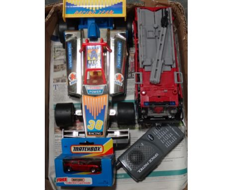 BOX RACING CAR, TRANSFORMER FIRE ENGINE ETC 