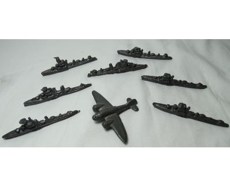 LEAD MODEL BATTLESHIPS & PLANE 
