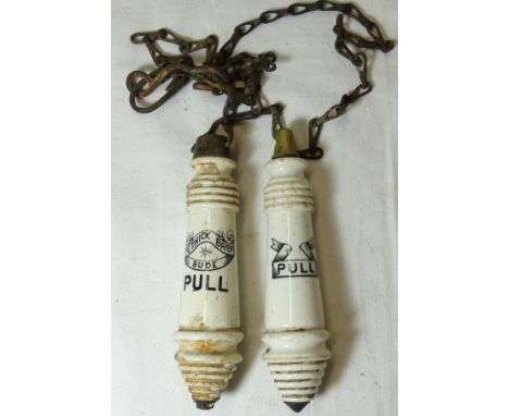 2 CERAMIC TOILET PULL HANDLES (1 PETHICK BROS BUDE) 