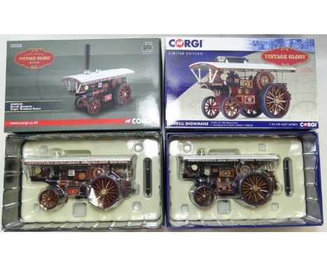 2 BOXED CORGI VINTAGE GLORY BURRELL SHOWMANS BROOKLAND RACERS + KING OF BELGIANS 