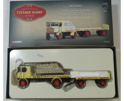 BOXED CORGI VINTAGE GLORY SENTINEL PLATFORM WAGON TRAILER & SACKS 
