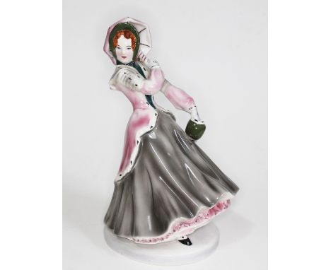 An American Goldscheider figure of a lady, the base marked Goldscheider Everlast Corp and stamped '520 175 5', height 28cm.  
