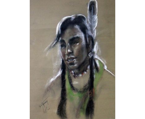 Chris Toffersey (mid 20th century), pastel portrait of a native American woman, signed to lower left, 44.5cm x 59.5cm, framed