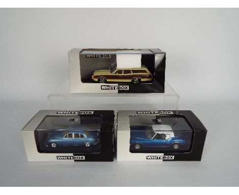 White Box - Three boxed Limited Edition diecast 1:43 scale model cars from Whitebox. Lot contains Jaguar Mk.II; Ford LTD Coun