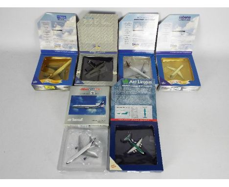 Schuco, Gemini Jets -  A fleet of six boxed diecast predominately 1:400 scale model aircraft in various carrier liveries. Lot