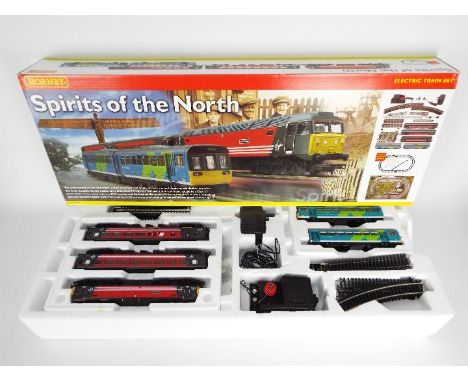 Hornby - a boxed Hornby OO gauge Spirits of the North two train set R 1022 - lot includes two trains, a train controller, two