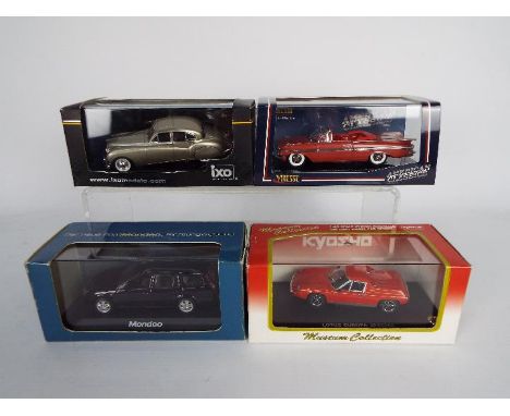 IXO, Minichamps, Kyosho, Vitesse - Four boxed diecast 1:43 scale model cars. Lot consists of IXO Jaguar Mk.VII 1954; Minicham