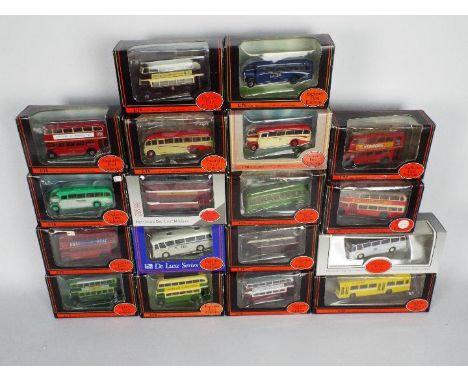 EFE - A flotilla of 18 boxed diecast model buses from EFE. Lot includes #15103 National Long 2 Door Bus 'Northern'; #25302 AE