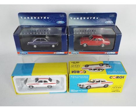 Lledo Corgi Vanguards, Corgi - Three Limited Edition boxed 1:43 scale diecast model Ford Escort cars. Lot contains of Corgi V