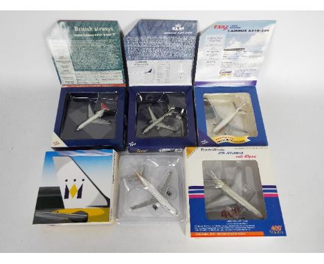 Gemini Jets, Aviation400  - A fleet of five boxed diecast 1:400 scale model aircraft in various carrier liveries. Lot include