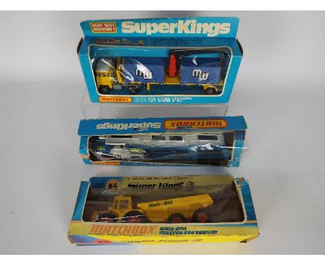 Matchbox - Three boxed diecast Matchbox Superkings vehicles. Lot includes Matchbox Superkings K-32 Cargo Hauler; K10 Car Tran