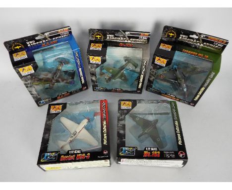 Easy Model - Five boxed 1:72 scale assembled plastic model military aircraft from Easy Model. Lot consists of Soviet Mig3; Me