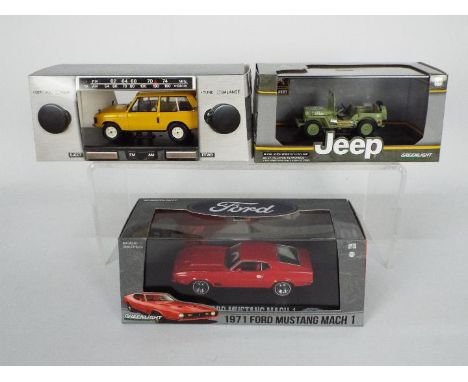 White Box, Greenlight - Three boxed diecast 1:43 scale model vehicles. Lot contains White Box #217476 'Youngtimer Classic' Ra