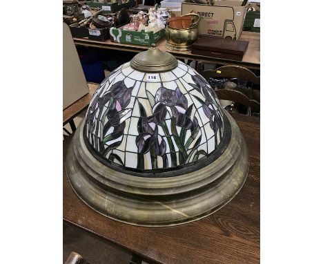 Large leaded glass light fitting