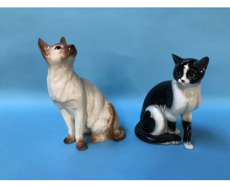 A Goebel seated cat and a Kingston pottery seated cat (2)
