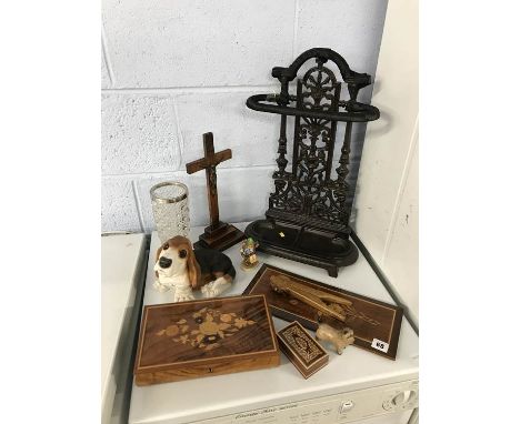 Stick stand, sorrento ware etc.