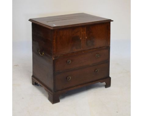 19th Century mahogany and string inlaid commode having hinged cover, 65cm wide x 47cm deep x 72cm high  