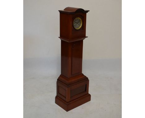 Early 20th Century French mahogany-cased dwarf longcase clock, with four-inch silvered Roman dial and two-train movement stam