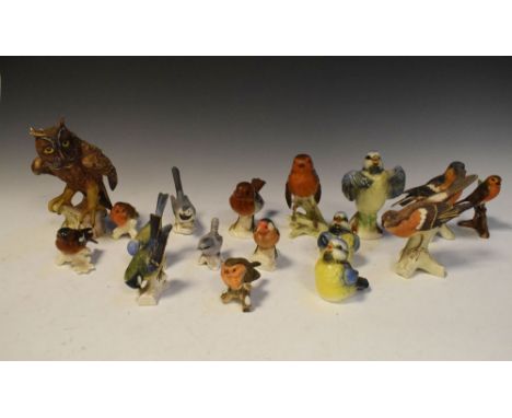 Group of assorted porcelain bird figurines to include Goebel (17)  