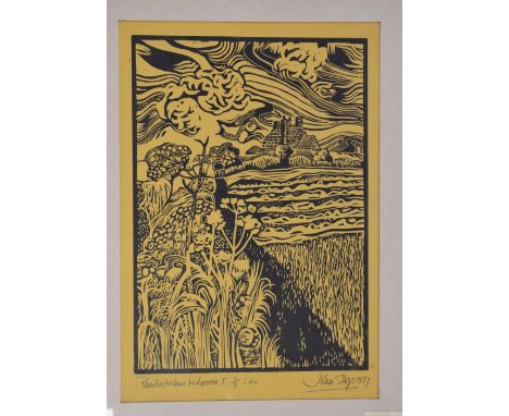 John Stops - Lino print - Pembrokeshire Hedgerow I, No.1/8, signed and dated 1977, 40cm x 30cm, framed  
