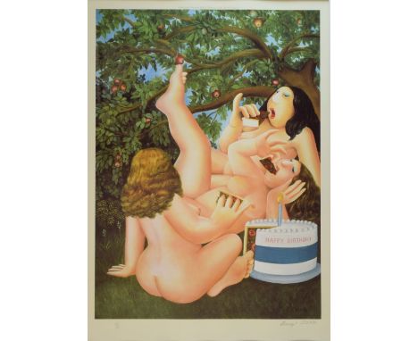 Beryl Cook (1928-2008) - Signed limited edition coloured print - 'Happy Birthday',No.42/650, published by Alexander Gallery, 