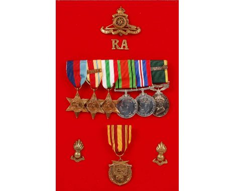 A Royal Artillery group of six medals to include 193945 Star, Africa Star with 8th Army clasp, Italy Star, Defence, War and E