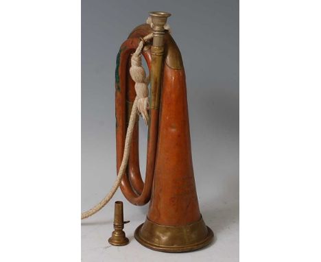 A brass and copper bugle stamped John Grey &amp; Sons London, 29cm.