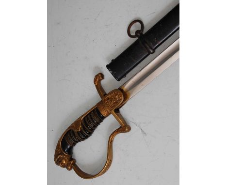 An Imperial German Officer's sword, the 83cm slightly curved blade with Eichorn squrrel mark to the forte, having a gilt meta