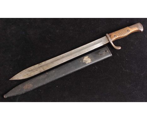 A German 1898/05 pattern Mauser bayonet, the 36cm fullered blade marked to the ricasso H. Mundlos &amp; Co. Magdelburg and Ge