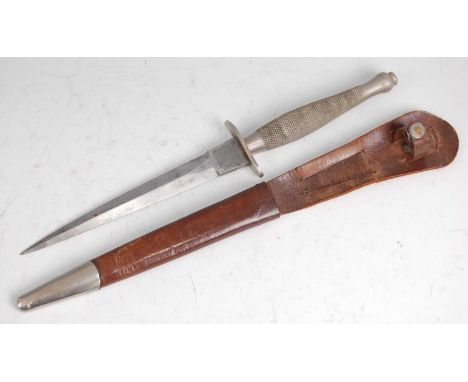 A Fairbairn-Sykes 1st Pattern Commando fighting knife, the 17cm double edged spear-point blade marked to the ricasso The F-S 