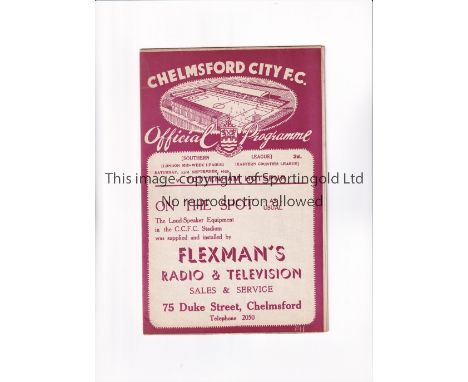 TOTTENHAM HOTSPUR          Fold out programme for the away Friendly v Chelmsford City 23/9/1939.     Good