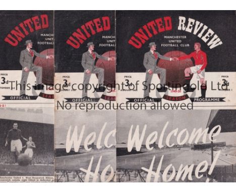 MANCHESTER UNITED   Complete season of 23 first team home programmes for season 1949/50 including 21 League and 2 FA Cup v We