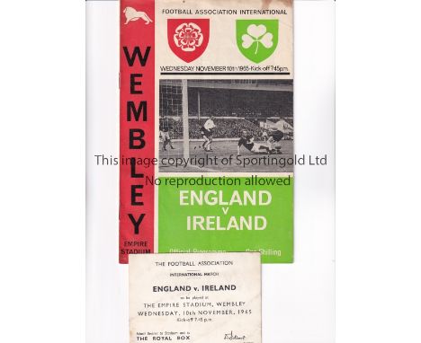 GEORGE BEST    Programme and Royal Box ticket for Best playing for Northern Ireland v England at Wembley 10/11/1965. Programm