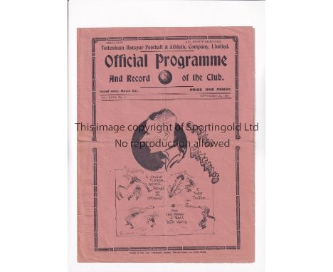 TOTTENHAM HOTSPUR        Programme for the home London Combination match v Leicester City 24/9/1938, slightly creased and sco