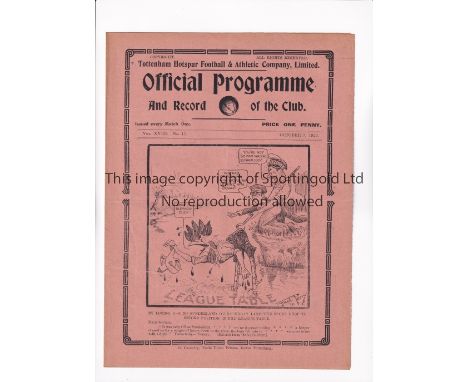 TOTTENHAM HOTSPUR        Programme for the home League match v Blackburn Rovers 3/10/1925, very slightly creased.     General
