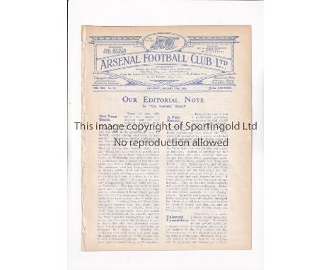 ARSENAL     Programme for the home League match v Newcastle United 17/1/1925, ex-binder.     Generally good