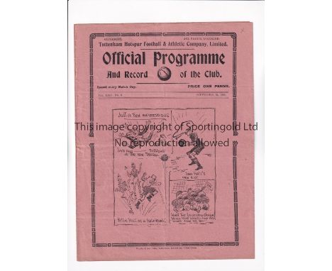 TOTTENHAM HOTSPUR        Programme for the home League match v Bradford Park Avenue 19/9/1936, slightly creased and scores en
